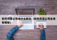 軟件開發(fā)公司有什么職位（軟件開發(fā)公司業(yè)務(wù)有哪些）